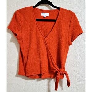 Texture & Thread Madewell Orange Wrap Cropped Top XS Hippy Boho Cottagecore